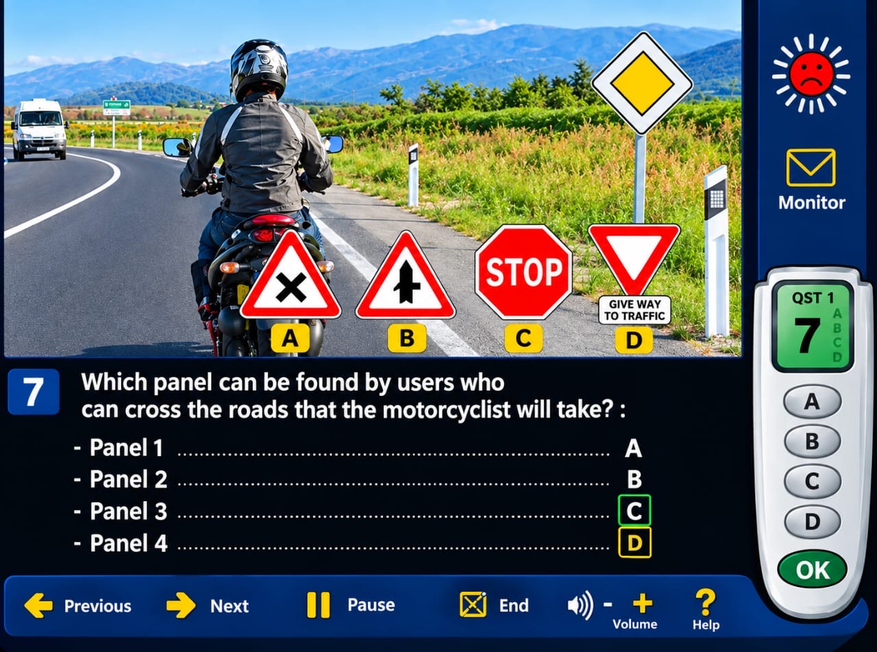 Exercice de code de la route consacré à la circulation à moto